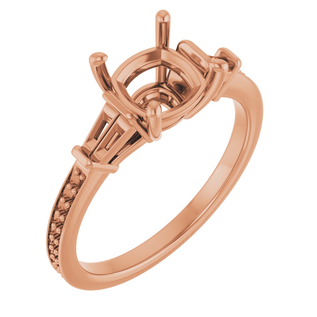Baguette Accented Engagement Ring