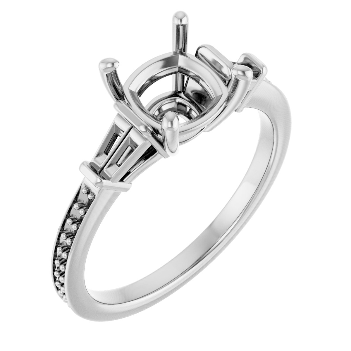 Baguette Accented Engagement Ring