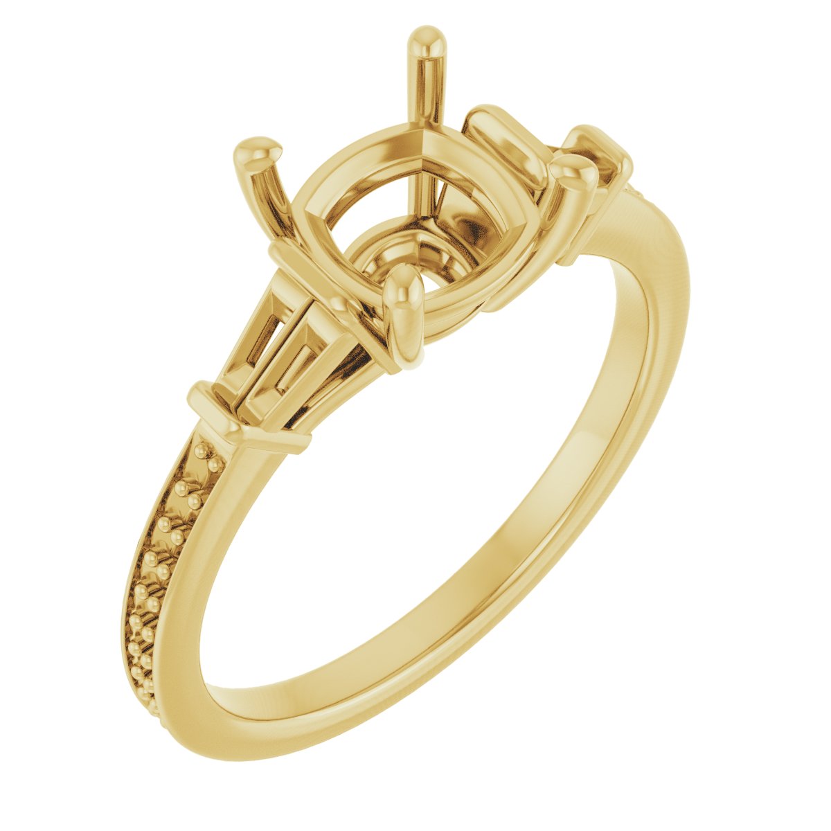 Baguette Accented Engagement Ring