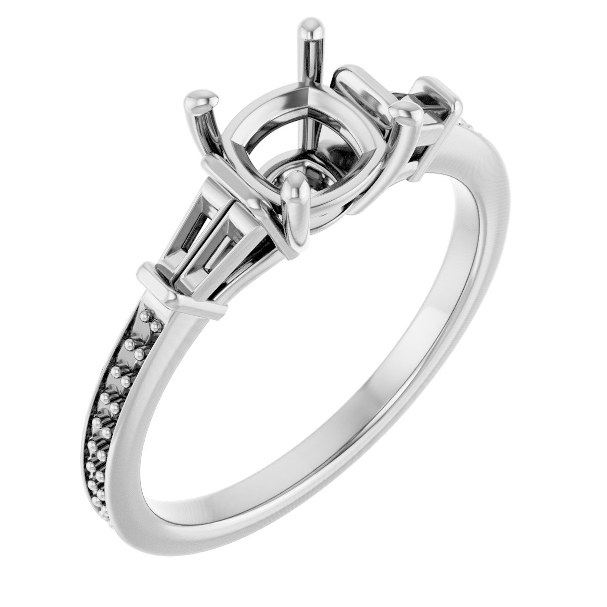 Baguette Accented Engagement Ring