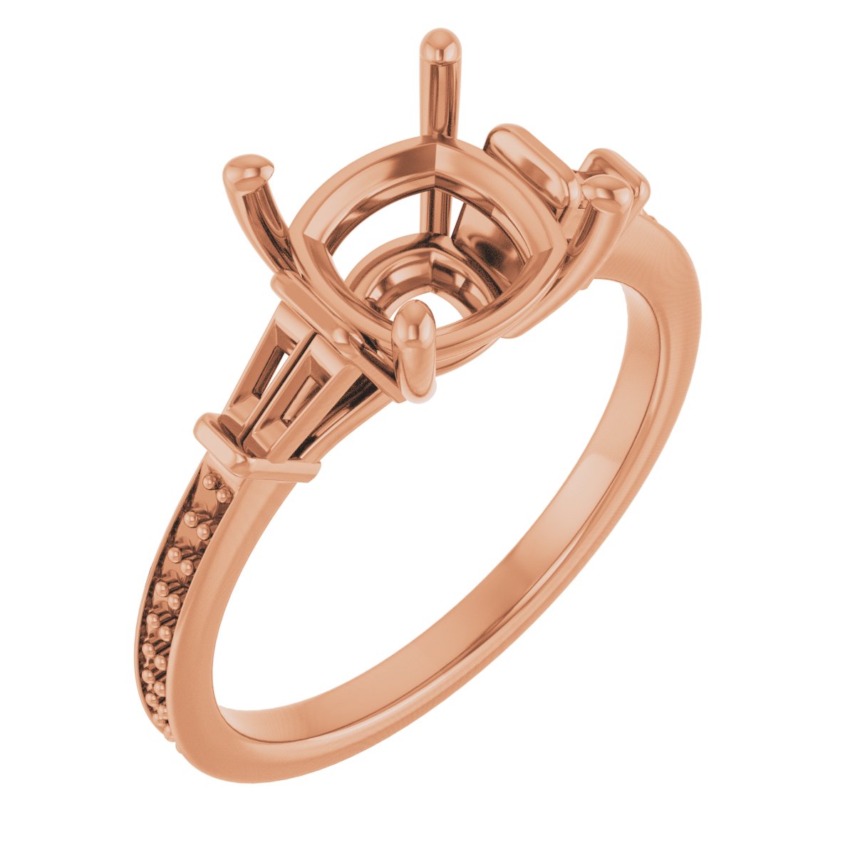 Baguette Accented Engagement Ring
