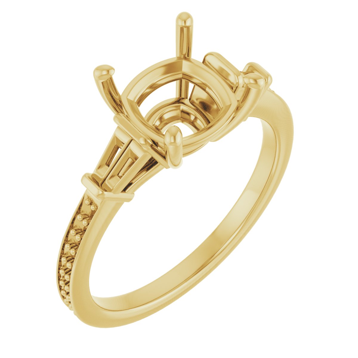 Baguette Accented Engagement Ring