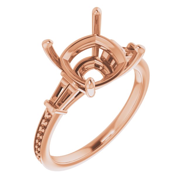 Baguette Accented Engagement Ring