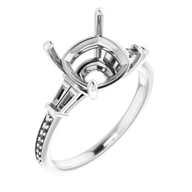 Baguette Accented Engagement Ring