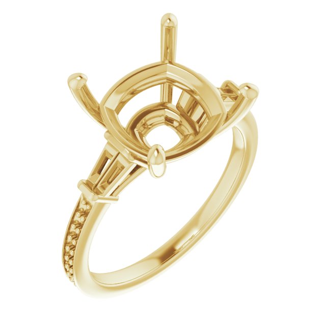 Baguette Accented Engagement Ring