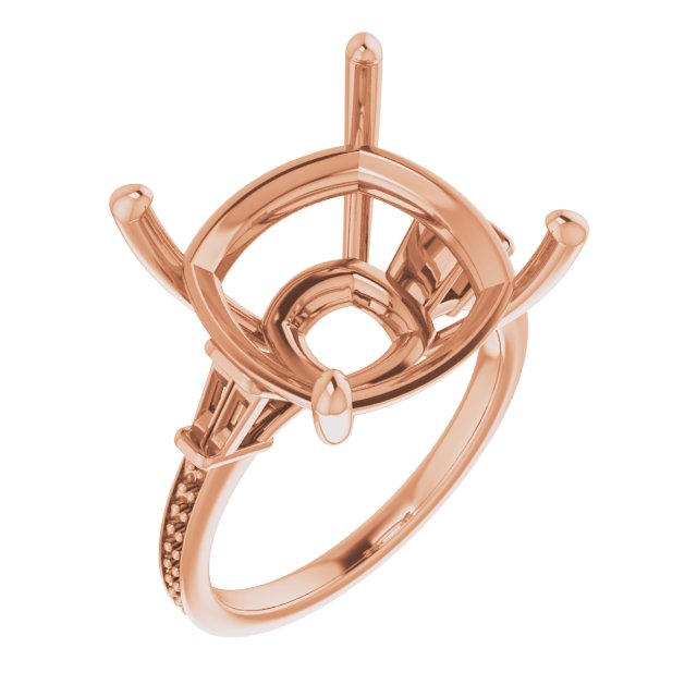 Baguette Accented Engagement Ring