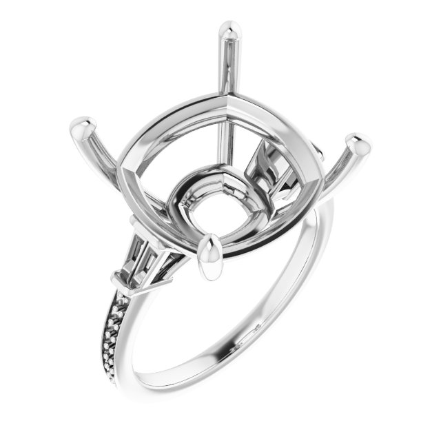 Baguette Accented Engagement Ring