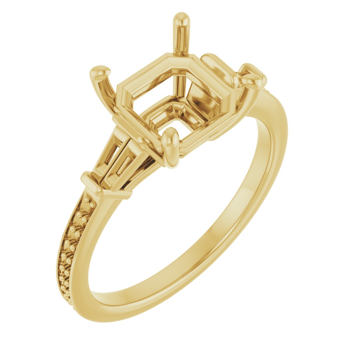 Baguette Accented Engagement Ring