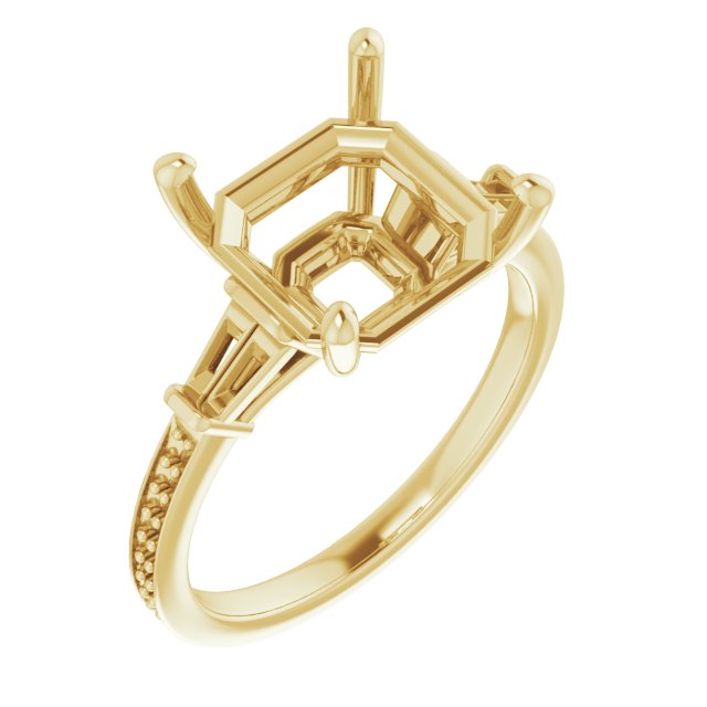 Baguette Accented Engagement Ring