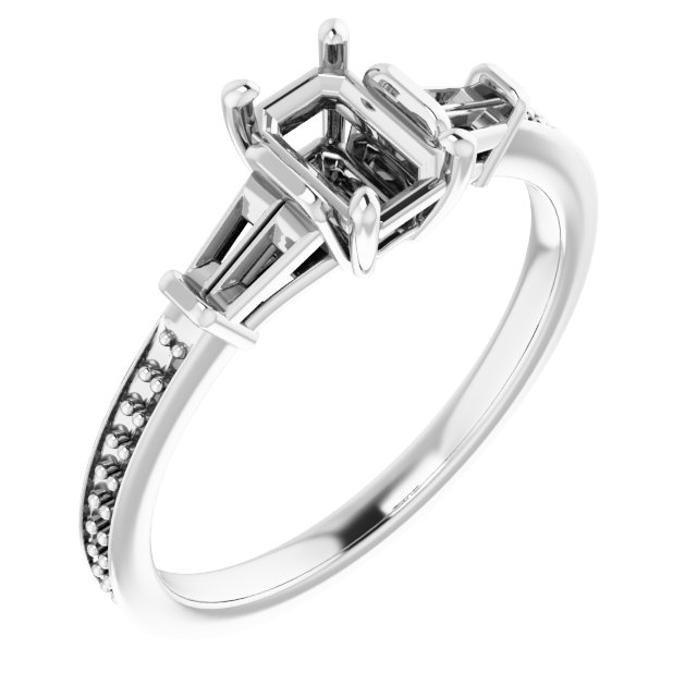 Baguette Accented Engagement Ring