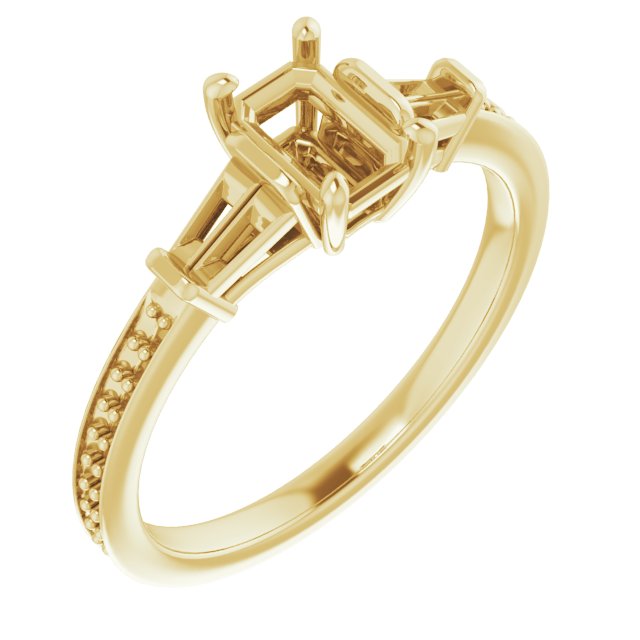 Baguette Accented Engagement Ring