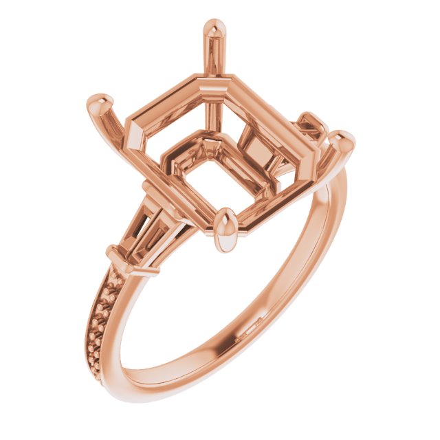 Baguette Accented Engagement Ring