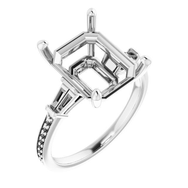 Baguette Accented Engagement Ring