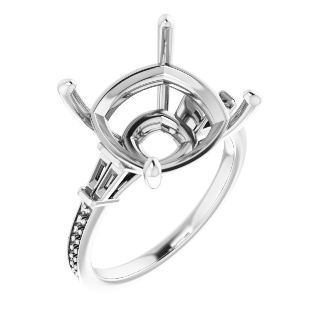 Baguette Accented Engagement Ring