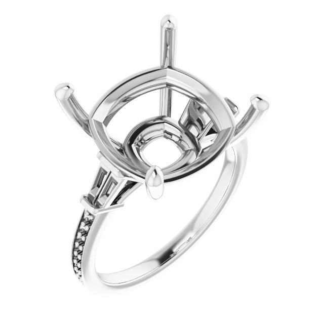 Baguette Accented Engagement Ring
