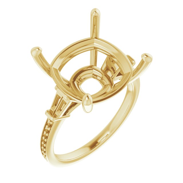 Baguette Accented Engagement Ring