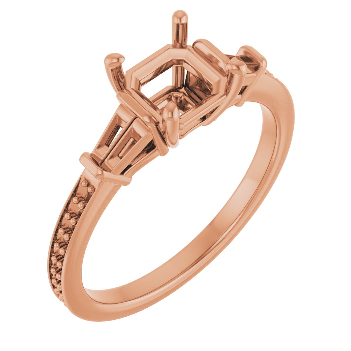 Baguette Accented Engagement Ring