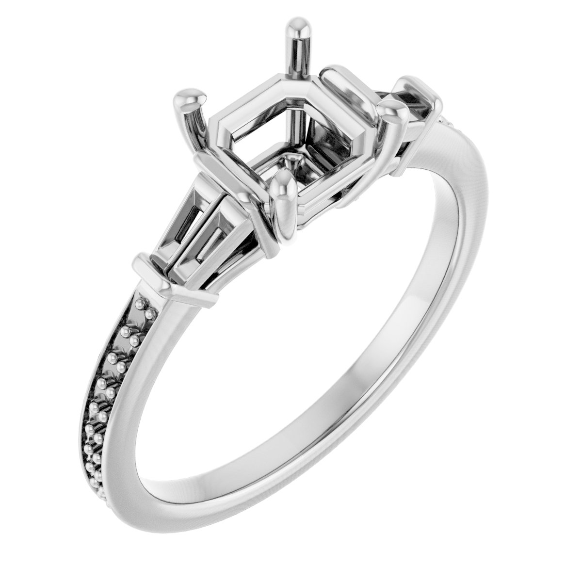 Baguette Accented Engagement Ring