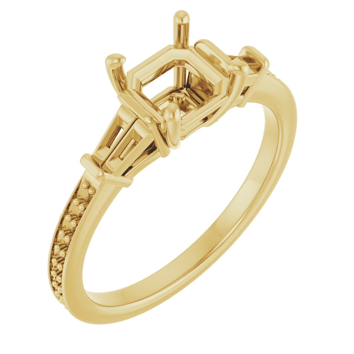 Baguette Accented Engagement Ring