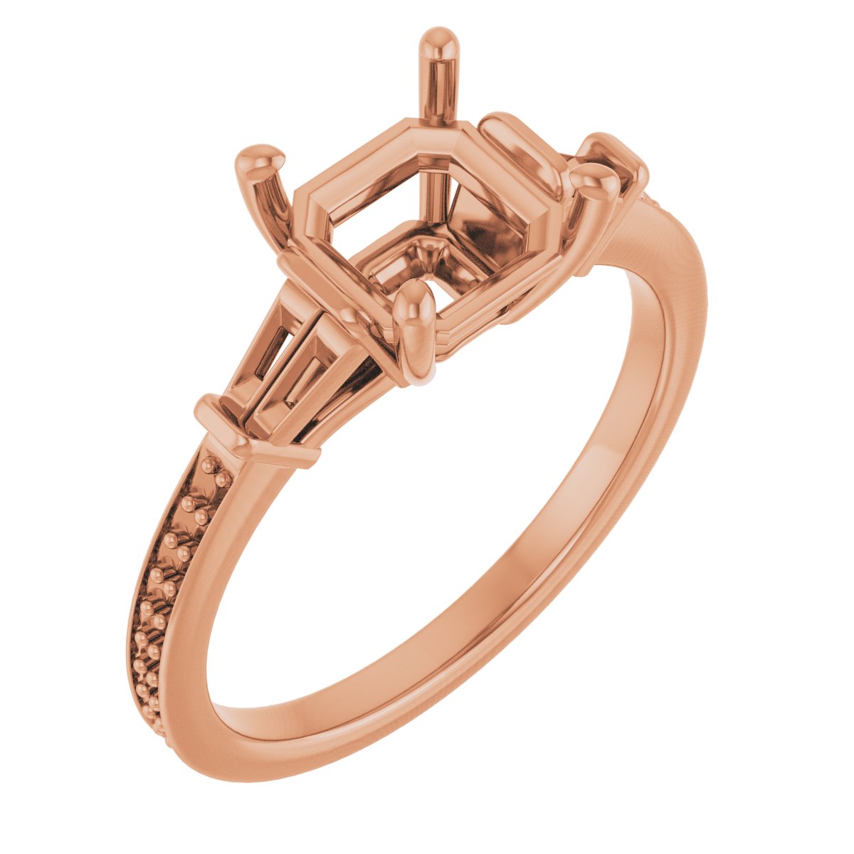 Baguette Accented Engagement Ring