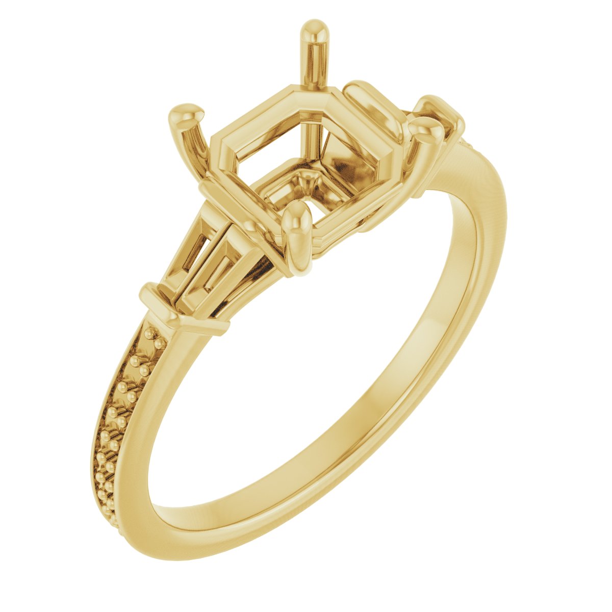 Baguette Accented Engagement Ring