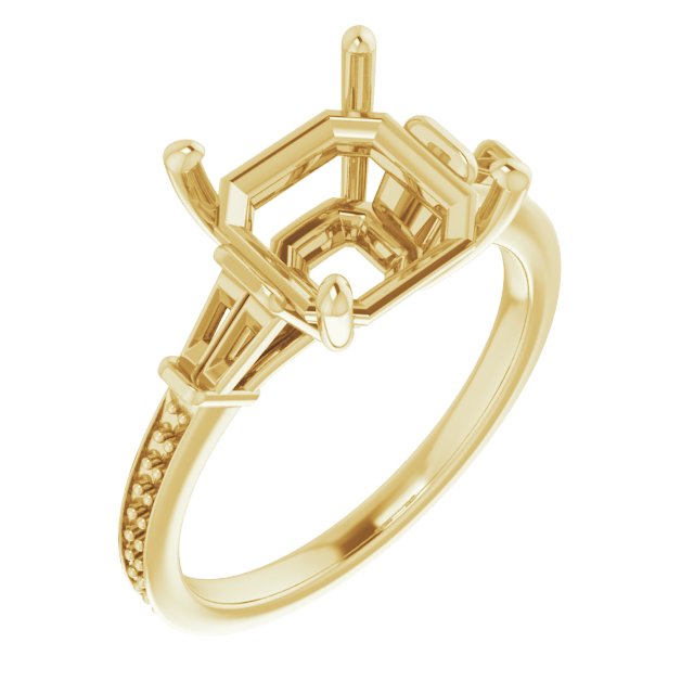 Baguette Accented Engagement Ring