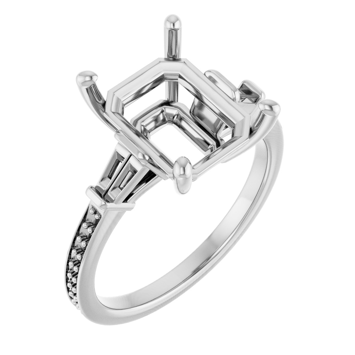 Baguette Accented Engagement Ring