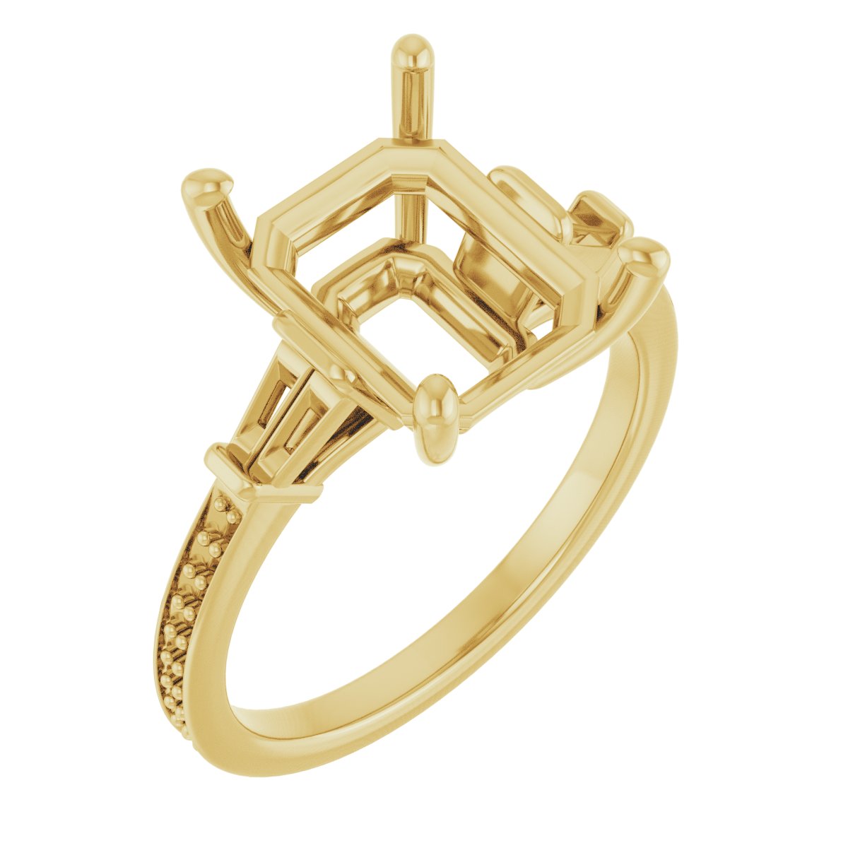 Baguette Accented Engagement Ring