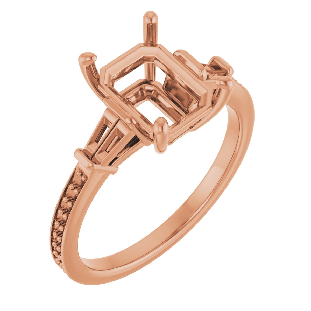 Baguette Accented Engagement Ring