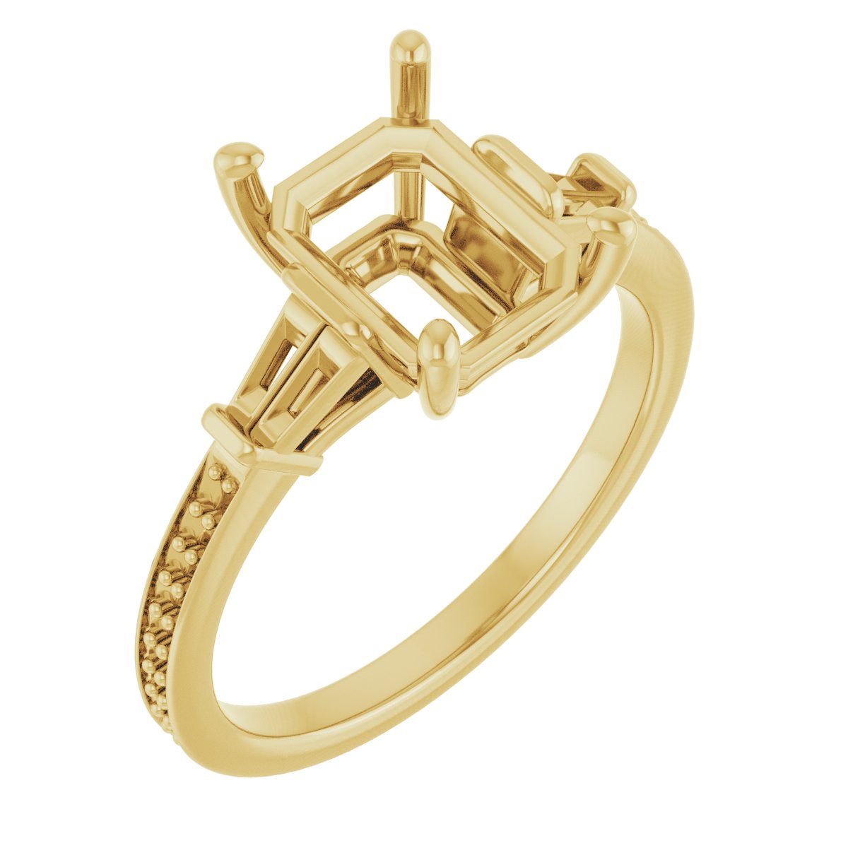 Baguette Accented Engagement Ring