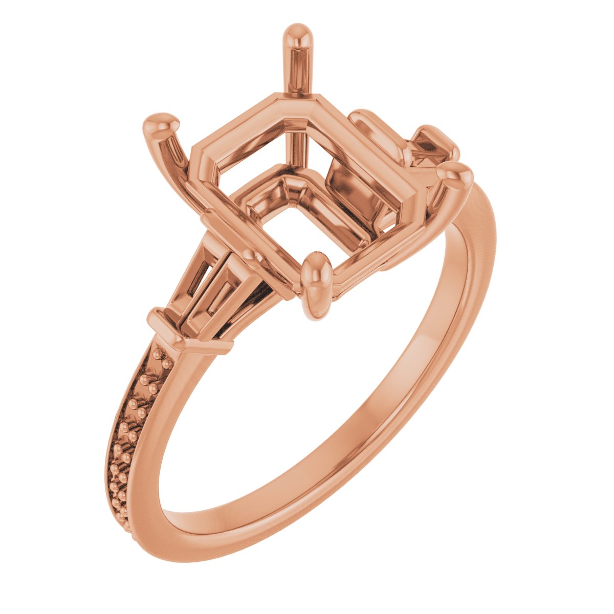 Baguette Accented Engagement Ring