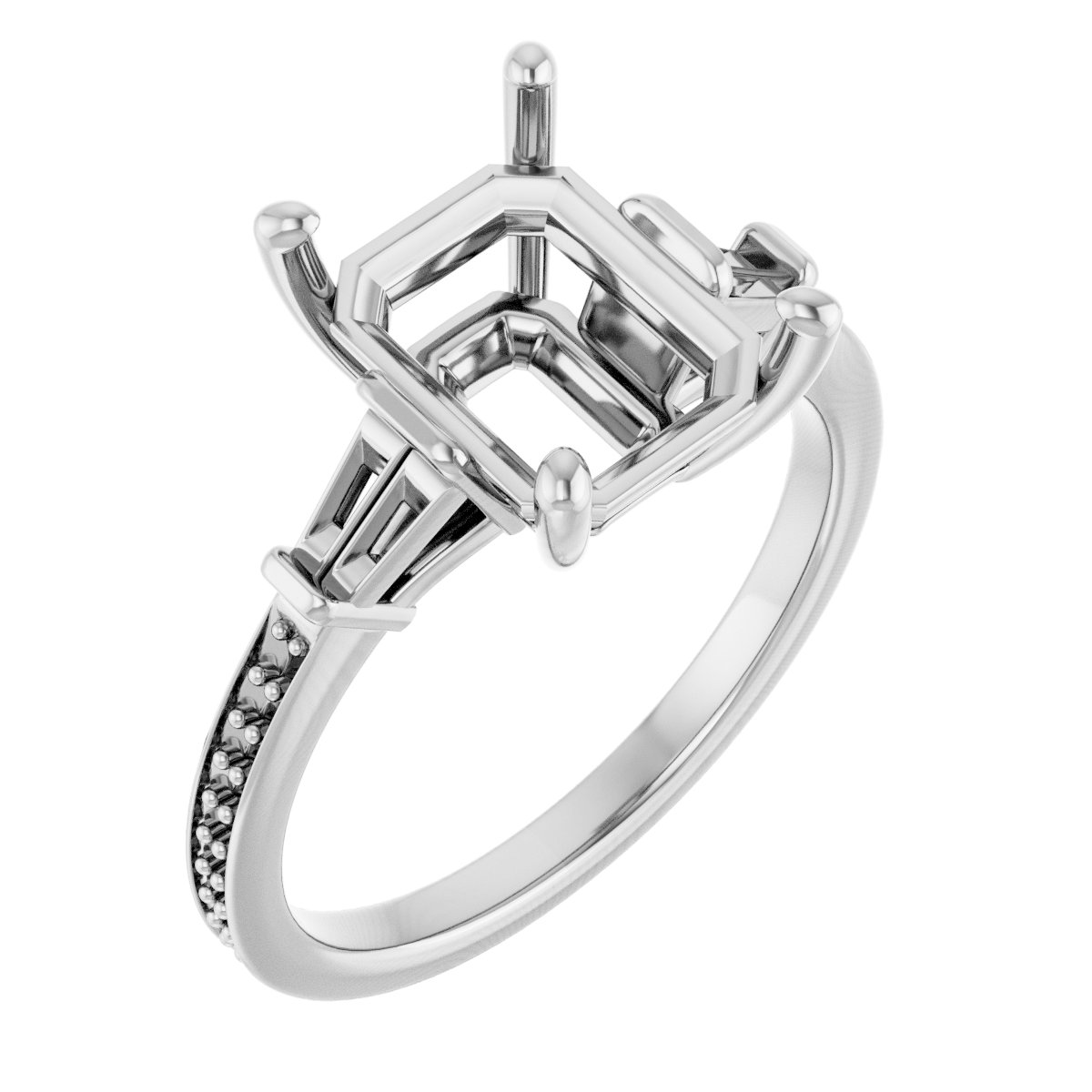 Baguette Accented Engagement Ring