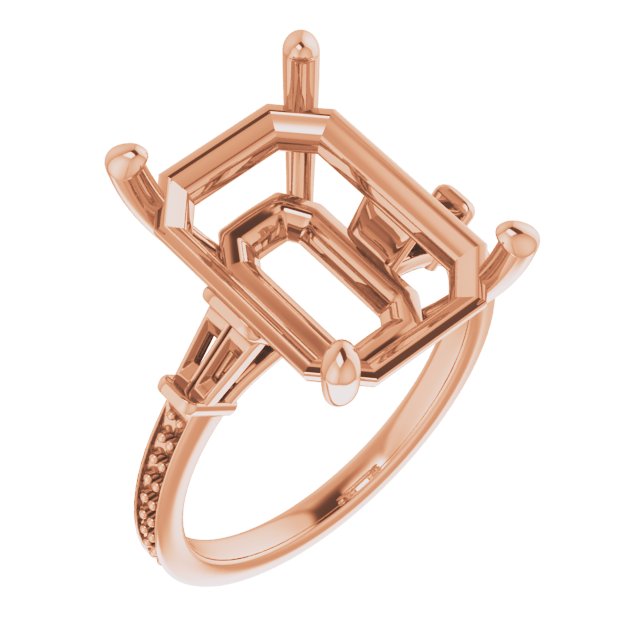 Baguette Accented Engagement Ring