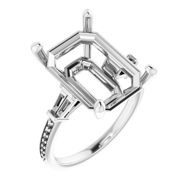 Baguette Accented Engagement Ring