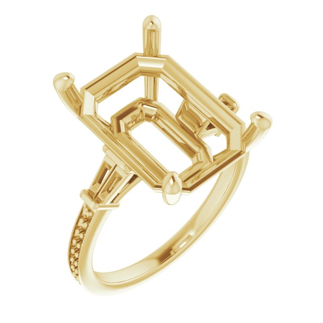 Baguette Accented Engagement Ring