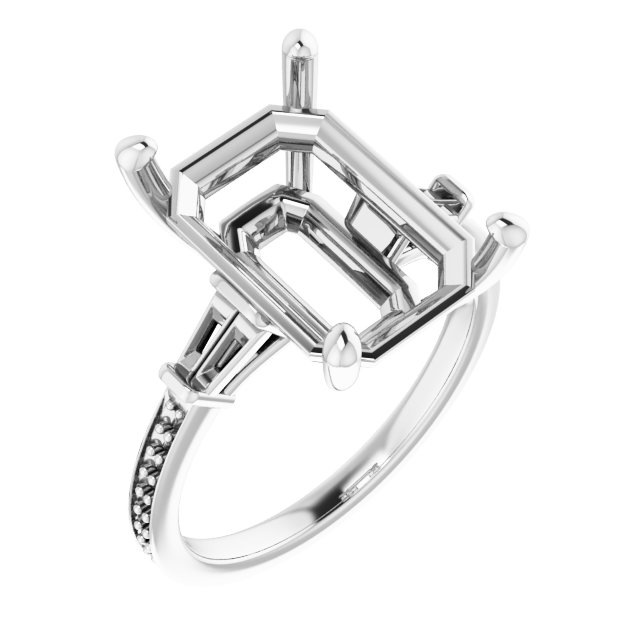 Baguette Accented Engagement Ring
