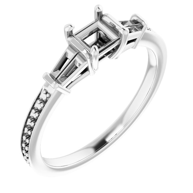 Baguette Accented Engagement Ring