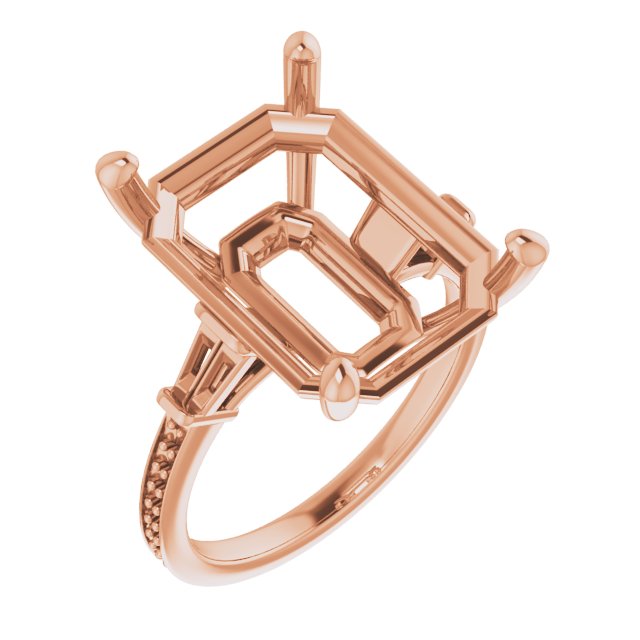 Baguette Accented Engagement Ring