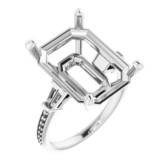 Baguette Accented Engagement Ring