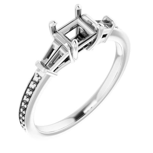 Baguette Accented Engagement Ring