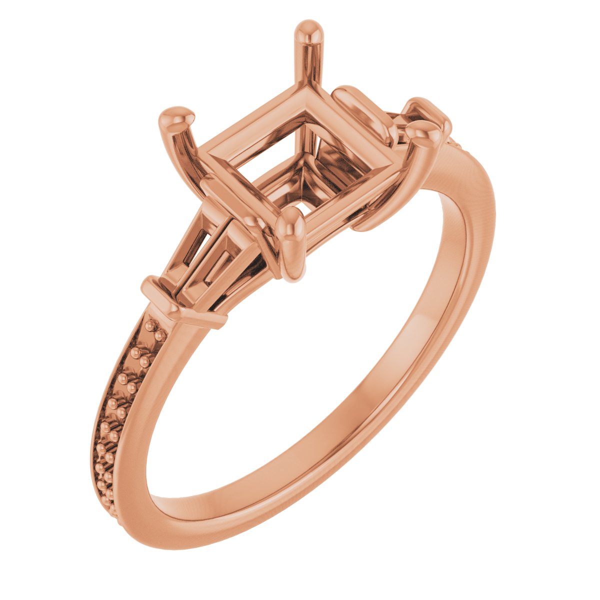 Baguette Accented Engagement Ring