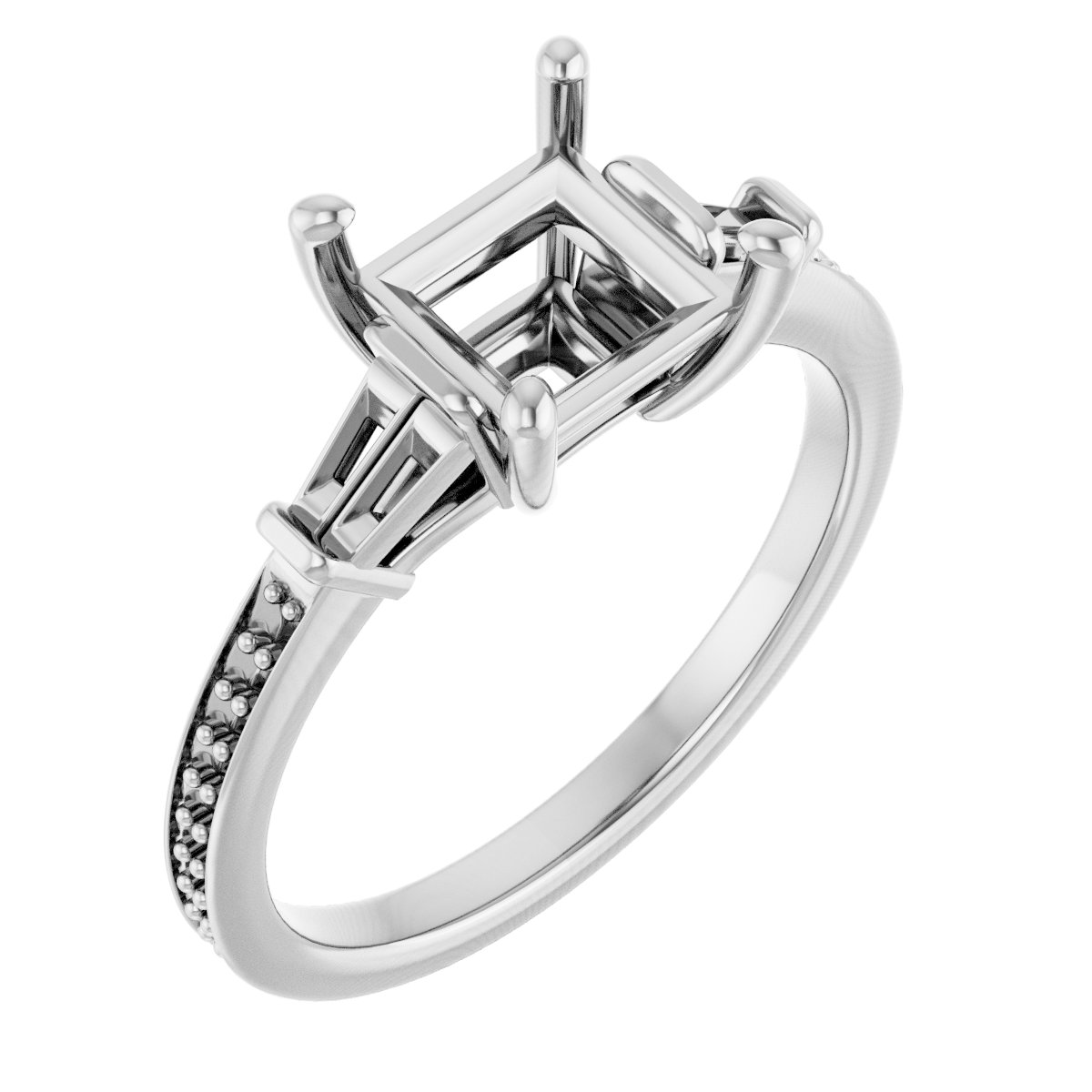 Baguette Accented Engagement Ring