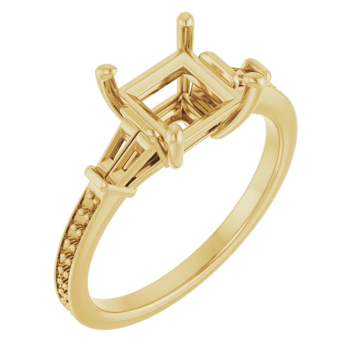 Baguette Accented Engagement Ring