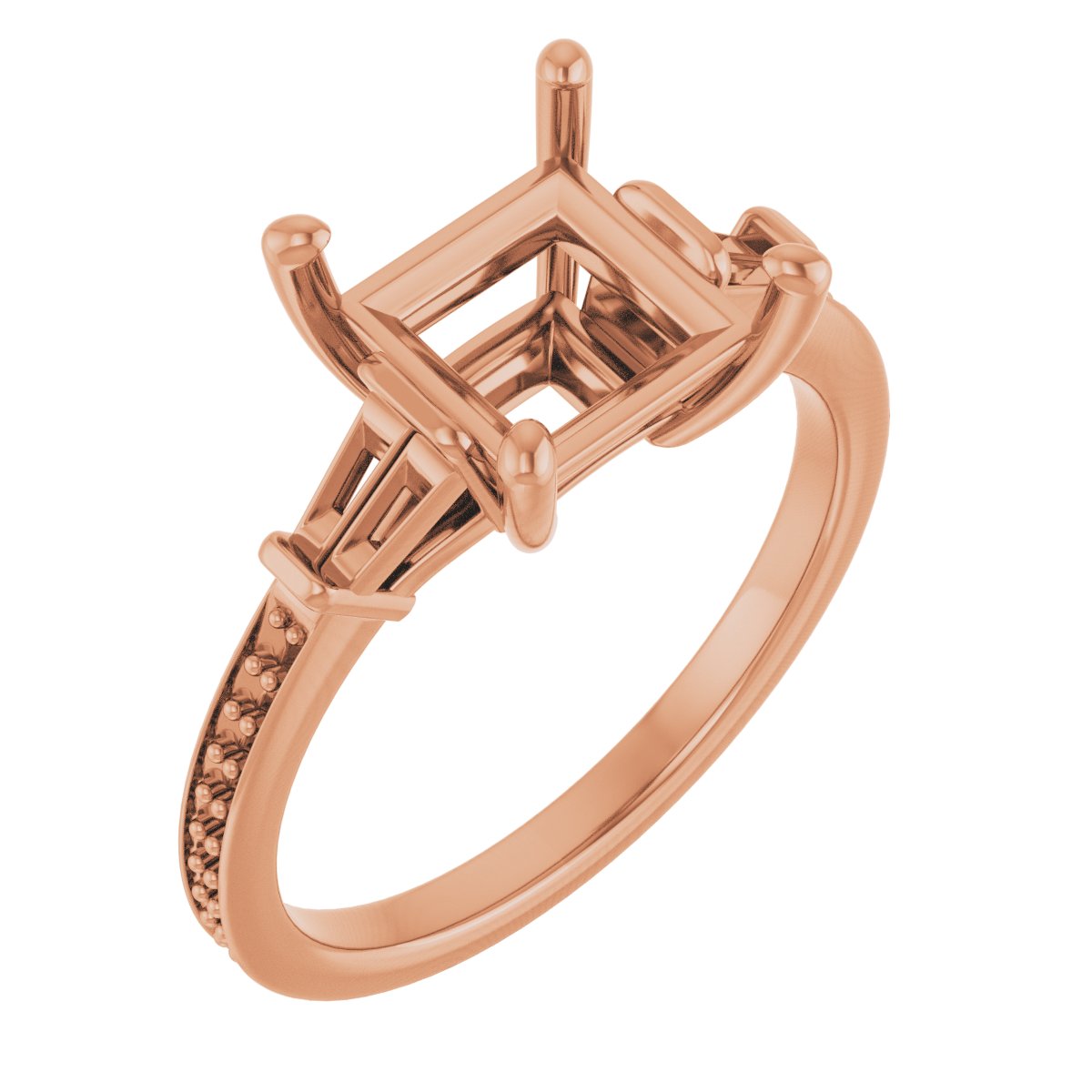 Baguette Accented Engagement Ring