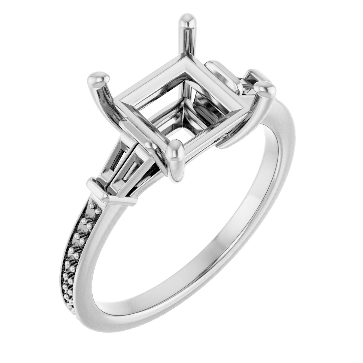 Baguette Accented Engagement Ring