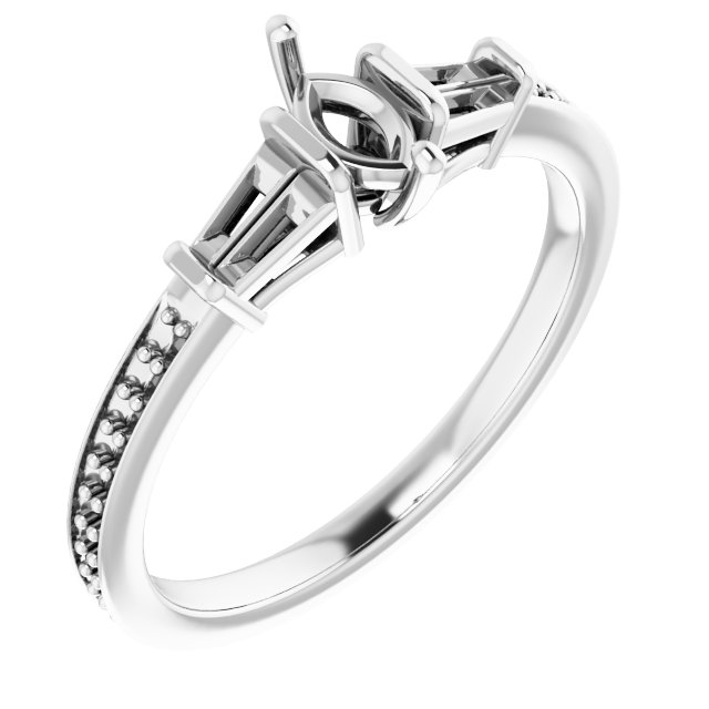 Baguette Accented Engagement Ring