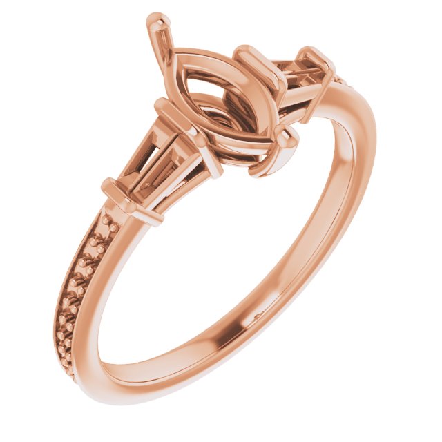 Baguette Accented Engagement Ring