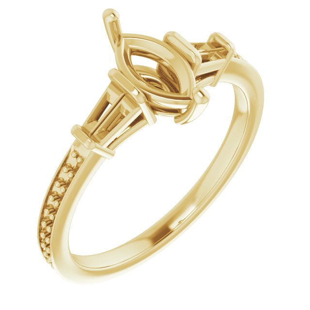 Baguette Accented Engagement Ring