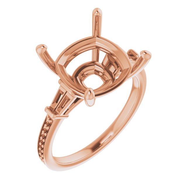 Baguette Accented Engagement Ring