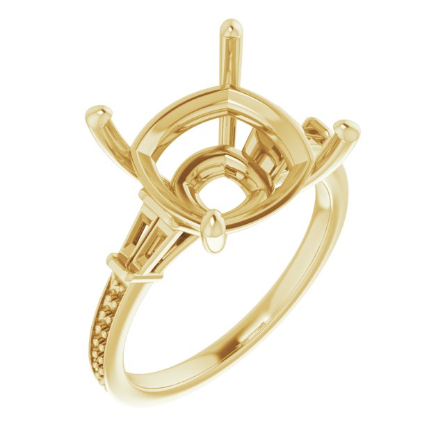 Baguette Accented Engagement Ring